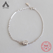 Real 925 prata corrente pulseira para mulher brilhante aaaa zircão cúbico cristal charme pulseiras moda jóias 2024 - compre barato