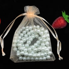 Wholesale 100pcs/lot Champagne Organza Bags 11x16cm Favor Wedding Jewelry Bag Cute Bracelet Packaging Bags Organza Pouches 2024 - buy cheap