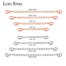 LUXUSTEEL-cadenas de extensión extendidas de 2 pulgadas/3 pulgadas/4 pulgadas/6 pulgadas, Color rosa dorado y plateado, 8 unids/set/juego, accesorios para hacer cadenas de enlace 2024 - compra barato