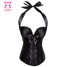 Victorian Black Satin Halter-Neck Push Up For Women Overbust Slim Waist Trainer Sexy Body Bustiers And Corsets Plus Size 6XL 2024 - buy cheap