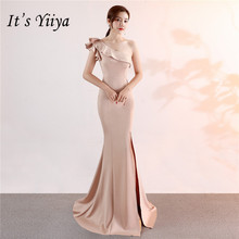 It's Yiiya One-shoulder Evening dress Sleeveless Elegant Floor-length Mermaid long Party Gowns Zipper back Prom dresses C092 2024 - buy cheap