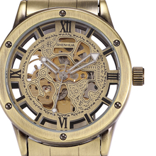 SHENHUA Brand Skeleton Mechanical Male Wristwatch Retro Bronze Case Automatic Male Clock Wrist Steampunk Watch Herren Horloge 2024 - buy cheap