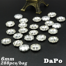 Clear Crystal Glass Plum Shape One Hole Rhinestones Button 6mm 288Pieces/Bag Sew On Beads 2024 - buy cheap