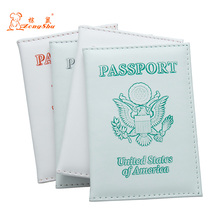 Yellow and white colour USA PU Leather Travel Passport Holder Embossing American Passport Cover Credit Card ID Bag 2024 - buy cheap