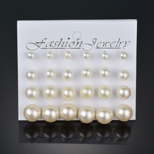 Fashion 12 pairs/set Simulated Pearl Earrings For Women Jewelry Bijoux Brincos Mujer Stud Earrings Gift 2024 - buy cheap