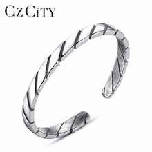 CZCITY-anillo de compromiso Vintage para mujer, sortija sencilla de plata tailandesa, 100% Plata de Ley 925 auténtica, para boda 2024 - compra barato