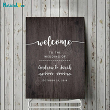 New Design Welcome To The Wedding Party Custom Name And Date Reception Sign Vinyl Decal Quote Wood Board Chalkboard Sticker B814 2024 - buy cheap