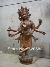 Estátua do budismo tibetano clássica, 26 ", bronze, seis braços, bodisatva, kwan-yin 2024 - compre barato