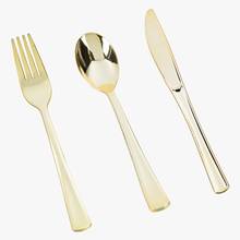 300pcs/lot Plastic Disposable Gold Wedding Cutlery Set 100 Knives 100Forks 100Spoons Flatware Sets Tableware As Gold 2024 - buy cheap