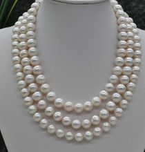 NEW Natural Rare white 9-10mm round freshwater Pearl Necklace 50" 002 2024 - buy cheap