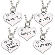 Heart Pendants&Necklaces Best Friends Charm Family Dad Pendant Rhinestone Choker Sister Necklace For Christmas Gift Dropshipping 2024 - buy cheap