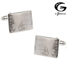 iGame Laser Cuff Links Silver Color Fashion Laser Royal Flower Design Copper Material Free Shipping 2024 - buy cheap