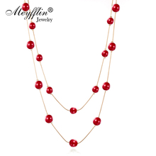 Meyfflin Simulated Pearl Necklace for Women Fashion Multilayer Choker Long Necklaces & Pendants Jewelry Femlae Chain Bijoux New 2024 - buy cheap