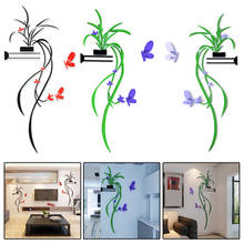 DIY Arcylic 3D Art Plants Butterfly Wall Decals Wallpaper Flowers Stickers for Home Decoration TV Background Room 2024 - buy cheap