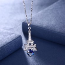 Collar de plata de ley 925 con diseño de Torre Eiffel para mujer, gargantilla de cristal plateado, joyería clásica 2024 - compra barato