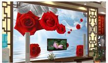 3d wallpaper 3d tv wall paper 3 d TV  3 d home    Indoor rose reflection TV setting wall picture    wallpaper 2024 - buy cheap