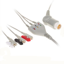 Cable ECG para Monitor de móvil, Cable de una pieza de 3 cables de plomo ECG, Clip de extremo AHA TPU, Compatible con Philips/HP, 12Pin, MP20/30/VM6 2024 - compra barato