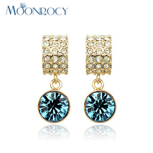 MOONROCY Free shipping Fashion Rose Gold Color Cubic Zirconia Austrian Crystal Jewelry Earrings for women 2024 - buy cheap