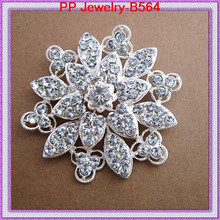 Crystal Flower Brooch Silver Color Diamante Rhinestone Wedding Bridal Bouquet Brooches Luxury Flower 2024 - buy cheap