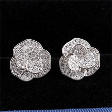 RONGQING 6pcs/lot 2018 New Arrival High Quality AAA Zircon Rose Flower Stud Earrings for Women Anti Allergy 2024 - buy cheap