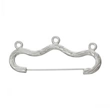 New  Brooches Findings Hanger 3 Loops Silver Color(Lead,Nickel Free)4.6cm x 2cm(1 6/8" x 6/8"),20PCs 2024 - buy cheap