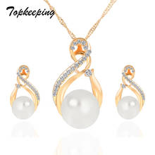 3PCS Bridal Fashion Jewelry Sets Zircon Simulation Pearls Water Drop Pendants Necklace+Earrings Wedding Party Gifts Jewelry Set 2024 - buy cheap