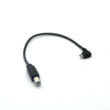 25 см USB 2,0 стандартный B папа к USB Micro 5 pin 5pin мужской прямоугольный 90 градусов кабель для передачи данных для планшета хаб жесткий диск принтер 2024 - купить недорого
