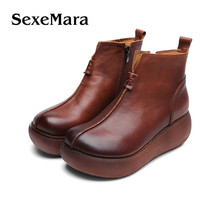 SexeMara/Женская обувь из натуральной кожи на плоской платформе; Черные повседневные женские мокасины; zapatos mujer; Женские слипоны на плоской подошве 2024 - купить недорого