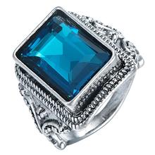 New Collection Anti silver color Brilliant blue large square crystal Ring Fine Jewelry Anillos Distribution size 6 7 8 9 10 2024 - buy cheap
