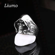 Liumo Новинка, мужское кольцо в стиле стимпанк, готика, череп из сплава, ретро байкерское мужское кольцо Lr066 2024 - купить недорого