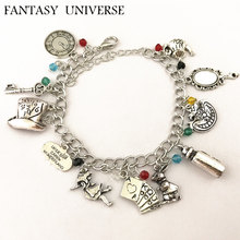 FANTASY UNIVERSE Princess Alice Charm Bracelet Metal Pendant Mr White rabbit/Cheshire cat/hatter/Poker hearts Fashion Jewelry 2024 - buy cheap