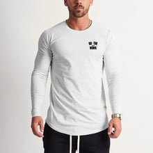 Camiseta de manga larga para hombre, ropa de calle de algodón, informal, Fitness, nueva moda 2024 - compra barato