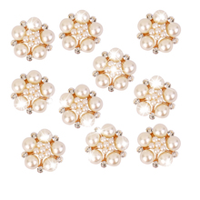 10pcs Crystal Rhinestone Pearl Flower Button Embellishments 25mm 2024 - buy cheap