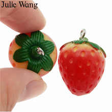 Juta wang pingentes de fruta artificial, 3 peças de resina morango, pulseira de pingente, colar de chaveiro, acessório de fabricação de joias 2024 - compre barato