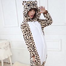 Kigurumi-Pijama de franela con estampado de oso y leopardo para adultos, ropa de dormir con dibujos animados de animales 2024 - compra barato