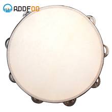 Drums ADDFOO 10" Musical Tambourine Wood Hand Held Tamborine Drum Round Percussion Gift For KTV Party Musical Educational 2024 - buy cheap