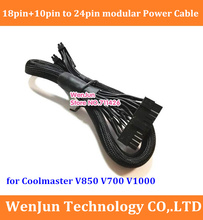 60CM Black Sleeved 24Pin ATX to 10Pin +18Pin Modular Power Supply Cable for Coolermaster V850 V700 V1000 2024 - buy cheap