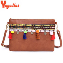 Yogodlns PU Leather Shoulder Bag for Women Envelope Bag Tassel Decoration Messenger Bags High Quality National Style Lady Purse 2024 - buy cheap