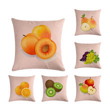 Funda de cojín con patrón de fruta para sofá, protector de almohada de lino, de uva, pera, cereza, naranja, decoración de algodón para el hogar, ZY533 2024 - compra barato
