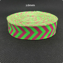 HOT!!! 2015 NEW  wholesale 5/8'' 16mm Wide Green pink herringbone stripe Woven Jacquard Ribbon dog chain accessories 10yards/lot 2024 - buy cheap