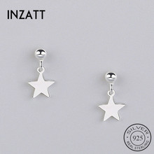 INZATT-Pendientes de plata de ley 925 con estrellas, joyería fina minimalista, con cierre de tuerca, con diseño de estrellas colgantes, para mujeres 2024 - compra barato