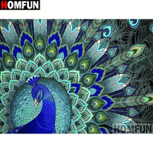 HOMFUN-pintura de diamante 5D DIY "Pavo Real", cuadrados o redondos de imitación bordado de diamantes, estilo punto de cruz 3D, decoración del hogar, A19750 2024 - compra barato