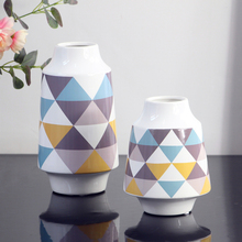 1pc Modern Geometric Ceramic Flower Vase Creative Colorful Floral Vases Table Top Centerpiece for Home Decoration 2024 - buy cheap