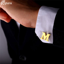 Men Cufflinks Alphabet Letter M French Nail Business Shirts Trendy Accessories yellow Gold color Men Gift C2043G 2024 - buy cheap
