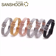 SANSHOOR-brazalete de malla a la moda para mujer, conjunto de pulsera de amor entrelazado, corazón, dijes, accesorios de joyería DIY como regalos 2024 - compra barato