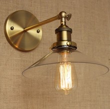 Винтажный настенный светильник в стиле лофт, старинные золотистые железные стеклянные прикроватные лампы для лампочек накаливания Эдисона 2024 - купить недорого