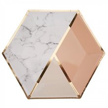 Hexagon Paper Plates Cups Flags Pastel Pink Marble Gold Party wedding Paper Plates for Baby Shower Supplies Birthday Party Decor 2024 - buy cheap