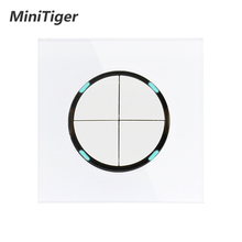 Minitiger-Panel de cristal, interruptor de luz de pared con indicador LED, 4 entradas, 1 vía, clic aleatorio, 2019 2024 - compra barato