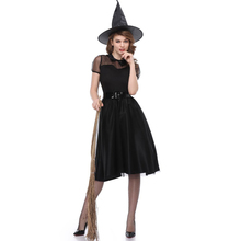 Black Witch Costume Adult Women Magic Moment Sorceress Sexy Witch Halloween Costume Carnival Party Ghost Fancy Crape Dress 2024 - buy cheap