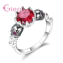 Anillo de plata esterlina 925 para mujer, corona de cristal rojo de lujo, fiesta caliente, regalo de cumpleaños, joyería 2024 - compra barato